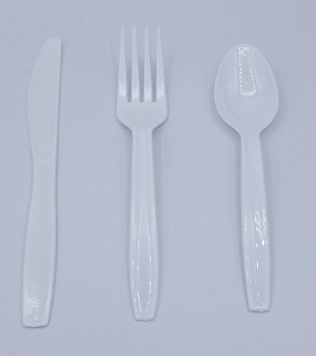 Valueware Disposable Plastic Cutlery - Case of combo packs 576 total count - Spoons, Forks and Knives 192 of each