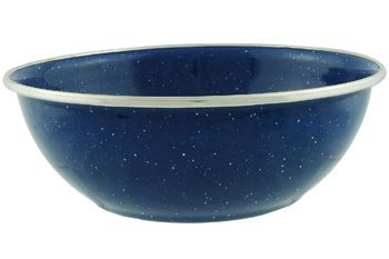 Stansport Enamel Mixing Bowl with Stainless Steel Rim (Blue, 6-Inch)