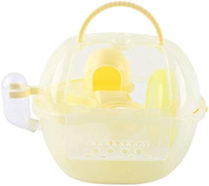 ASUMAN Portable Hamster Travel Carrier Practical Plastic Hamster Cage Durable Hamster Living Habitat House with Slide Design and Feeding Tank for Gerbil Hamster Small Animal(Yellow)