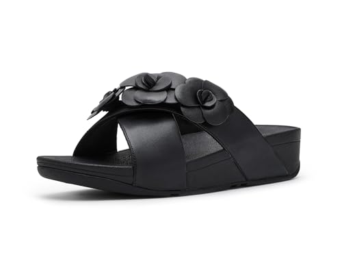 FitFlop Lulu Flower Cross Slides, Color: Black, Size: 6 (A4M-001-040) at Amazon