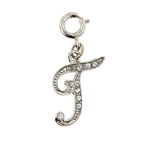 1928 Jewelry Silver Tone Crystal “Initial” Charm (T)