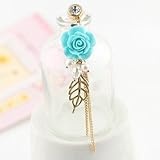 TOOGOO(R) Earphone Jack Accessory Gold Plated Blue Flower Golden Leaves Tassel Chain Beads Crystal Pearls / Dust Plug / Ear Jack For For Iphone 4 4S / iPad / iPod Touch / Other 3.5mm Ear Jack