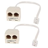 URBEST 2 pcs rj11 male to female two way telephone splitter converter cable