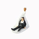 WeddingDepot Funny Bride and Groom Decorative Wedding Cake Toppers - Cake Topper Figurines, Keepsake Wedding Cake Decorations in Unique Pose (Reluctant Groom)