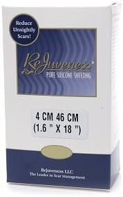 Scar Remover Silicone Sheet 4 cm x 45 cm Guaranteed Scar Treatment. Includes 1 Washable and Reusable Silicone Sheet Plus 4' of Rejuveness Tape. Effective for 6 Months of Treatment