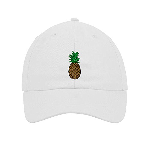 Pineapple Embroidered SOFT Unstructured Adjustable Hat Cap White