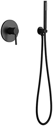 LightInTheBox Single Handle Two Holes Shower Faucet System Black Matte Painting Bathroom Combo Shower Trim Kit,Hot and Cold Water Mixer Taps Handle Spray