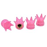Creazy 4PC Crown Tire/Wheel Air Stem Valve Caps For Car Truck Hot Rod (Pink)