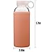 Bonison Novelty Durable Glass Water Bottle with Colorful Soft Silicone Sleeve (14 Ounce, Peach)