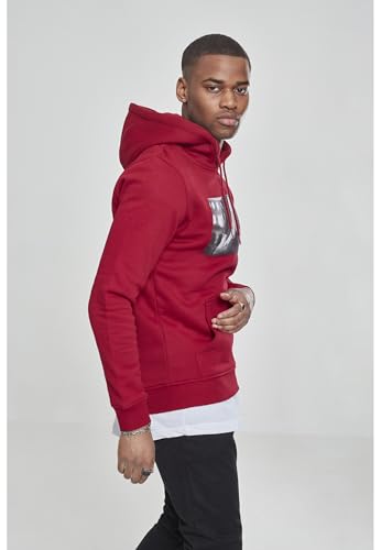 Felpa con Cappuccio da Uomo, Felpa Uomo con Tasca a Canguro, Felpa Felpata a Manica Lunga con Stampa, Pullover in Pile di Cotone Senza Zip, Colore: ruby, Taglia: M