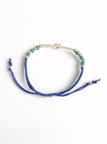 Valentines Bracelets for Women Adjustable Friendship Blue Heart Zirconia Connector
