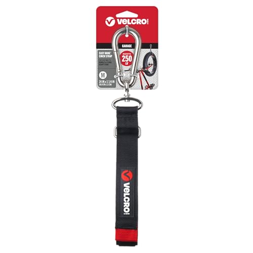 VELCRO Brand Garage Organization Easy Hang Cinch Strap Medium, Holds 250 pounds, 24in x 11/4in, Black, VEL-30802-USA