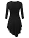TWINTH Womens V-Neck 3/4 Sleeve Soft Fabric Unbalanced Hemline Drape Long Tunic Top