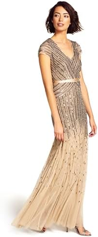 adrianna papell flutter sleeve beaded dress Flutter Sleeve Wedding Dress by Adrianna Papell 40385