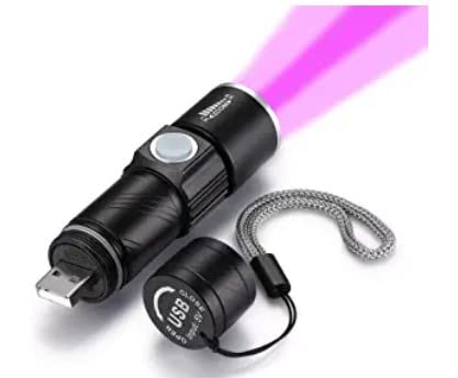 DARKBEAM USB Rechargeable UV Light 395nm led Flashlight Portable 400nm Mini Detector for Dog Urine Pet Stains, Anti-counterfeiting Identification, Resin Curing