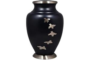 Today's A Gift Store Midnight Blue Going Home Brass Cremation Urn for Adult | Handcrafted Memorial Classic Flying Dove Design