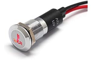 Alpinetech PL12MS 12mm 1/2" 12V LED Metal Signal Indicator Pilot Dash Light (Temperature Warning)