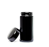 ultravioLeaf 100 ml (3.3 fl oz) Premium Tall Black Ultraviolet Refillable Glass Screw Top Smell Proof Jar for Herbs, Spices, Medicines Discreet Storage Container