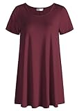 Esenchel Women's Tunic Top Casual T Shirt for Leggings XL Wine Red