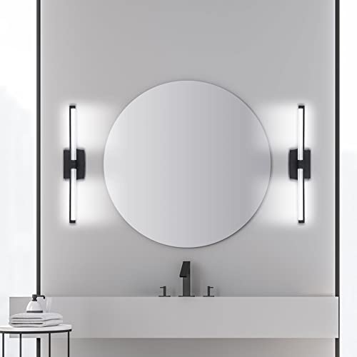 Esfos 24 inch LED Vanity Light, Matt Black Bathroom Light Fixture
