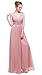Esovr V Neck Chiffon Long Evening Gown Bridesmaid Dresses Prom Dresses Blush 12