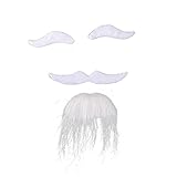 Tinksky Three-piece Halloween Costumes Self Adhesive Fake Eyebrows Beard Moustache Goatee Kit Facial Hair Cosplay Props Disguise Decoration For Masquerade Costume Party (White)