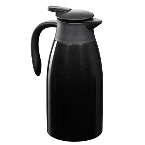 BonNoces 68 Oz Stainless Steel Coffee Carafe/Thermal Carafe - Dust Proof Cover - Fully Sealed - 2L Large Double Wall Vacuum Insulation Thermos - Keep Drink Hot and Cold (Black)