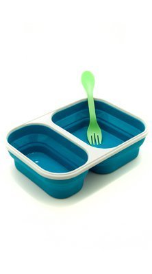 Eco Vessel Smashbox Collapsible Silicone Lunchbox - Double Compartment (Blue)