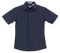 Gioberti Boy's Short Sleeve Solid Dress Shirt, Navy, 4