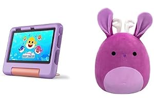Fire 7 Kids (16GB, Purple) and Maria Del Mar Purple Jackalope Squishmallow Bundle