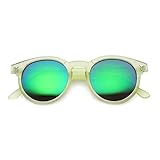 Colorful Frosted Retro P3 Flash Mirror Lens Horned Rim Round Sunglasses