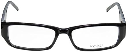Kyusu 0909 Mens/Womens Designer Full-rim Eyeglasses/Glasses (53-16-135, Black / White Stripes)