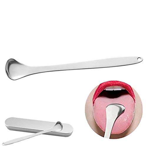 Tongue Scraper, Tongue Cleaner Stainless Steel Rustproof Tongue brush Effective Reusable Lifetime Scraper for Plaque and Bacteria Removal, Fresh Breath,With a Stainless Steel Box （1 Pcs) (Best Way To Clean Your Tongue Without Gagging)