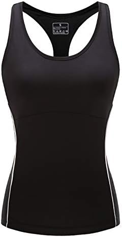 Women Stretch Tank Tops Built-in Shelf Bra, Lightweight Yoga Camisole Vest for Workout Gym Fitness