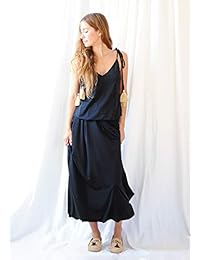 Perinola de la mujer sin mangas maxi borlas vestido