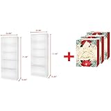 Mainstay 5-Shelf Wood Bookcase - White, 5-Shelf (Pack of 2) + 3 Pack Bag - Bundle Set