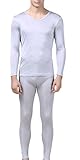 Fashion Silk Men’s Thermal Underwear Sets Mulberry Silk V-Neck Long John for Men Base Layer