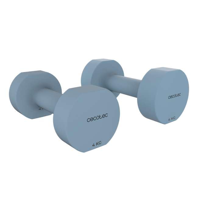 Cecotec Set of 2 Dumbbells 4 kg each, Drumfit 400 DoubleNeo, Neoprene Coating, Compact and Anti-Rolling Design, Strength, Mobility, Balance and Resistance Training
