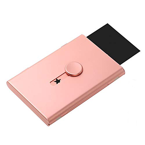Business Card Holder, FAYEAH Thumb-Drive Business Card Case Stainless Steel Card Holder Card Case Excellent Design for Men and Women. (Rose Gold)