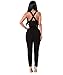 Ageena Womens Sleeveless Drawstring Cross Back Long Pants Jumpsuit Romper, Black, Medium