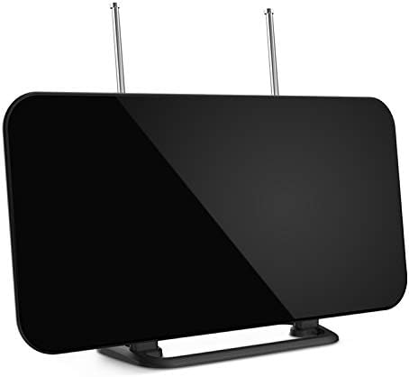 [Newest]TV Aerial, Indoor Digital TV Antenna with Stand 50-80 Mile Range Freeview Amplified HD TV Aerial Support 4K 1080P HD/UHF/VHF/FM Freeview Channel for All Type Built-in Tuner Smart Television