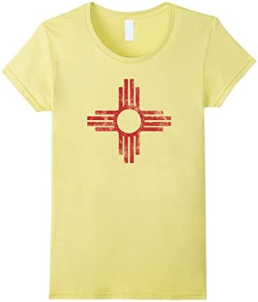Womens New Mexico t-shirt - Zia symbol distressed State Flag tshirt Medium Lemon