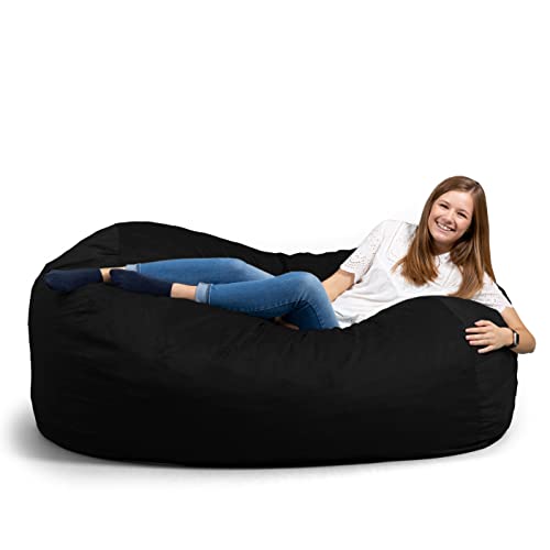 Big Joe Fuf XL Foam Filled Bean Bag Chair with Removable Cover, Black