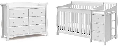 white crib and changing table set