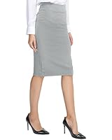 Urban CoCo Women's Elastic Waist Stretch Bodycon Midi Pencil Skirt (L, Light Gray)