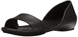 crocs Women's Lina Dorsay Flat Sandal, Black, 9 M US