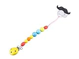 Nibble Baby Silicone Pacifier Clip Bundle Holders Colorful and BPA-Free Pacifier Clips - Cute Mustache Unisex Pacifier Holder for Boys Girls (Style 2)