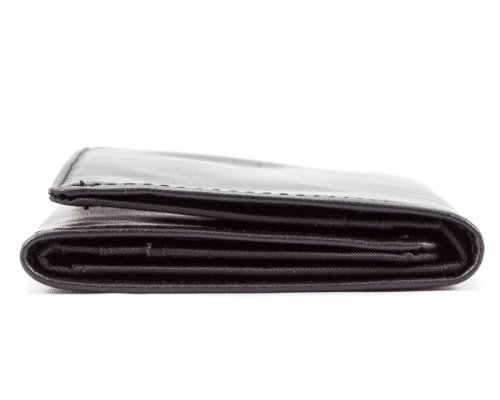 Big Skinny Men's Tri-Fold Leather Slim Wallet, Holds Up to 25 Cards, Black