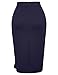 Women's Stretchy Slim Fit Midi Pencil Skirt with Zipper Size L Navy Blue