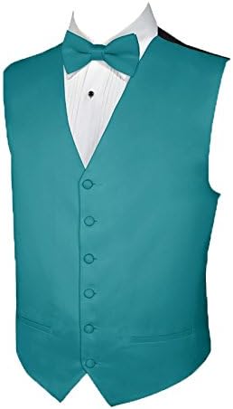 Tuxedo Vest TEAL Vest and BOWTIE Satin XL